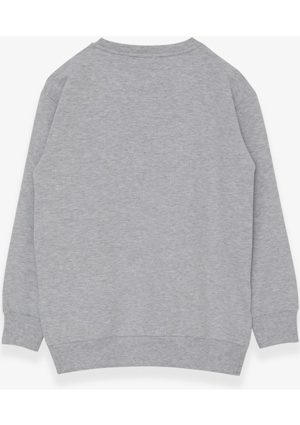 Kız Çocuk Sweatshirt Yazı Baskılı Yırtmaçlı 9-14 Yaş, Açık Gri Melanj fiyatları