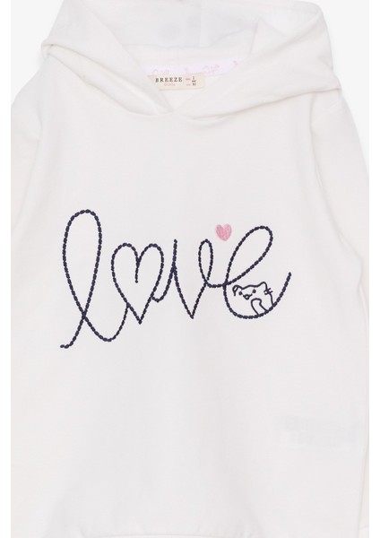 Kız Çocuk Sweatshirt Nakışlı Yazı Baskılı 2-6 Yaş, Ekru modelleri