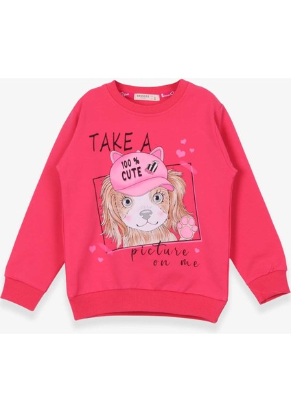 Kız Çocuk Sweatshirt Köpekcik Baskılı 3-7 Yaş, Mercan fiyatları