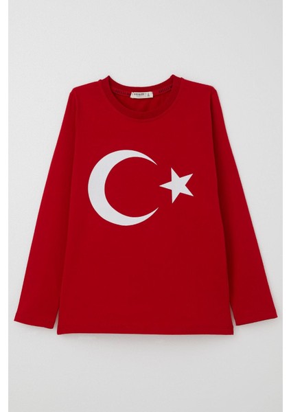 Erkek Çocuk Türk Bayraklı Body 8-14 Yaş, Kırmızı