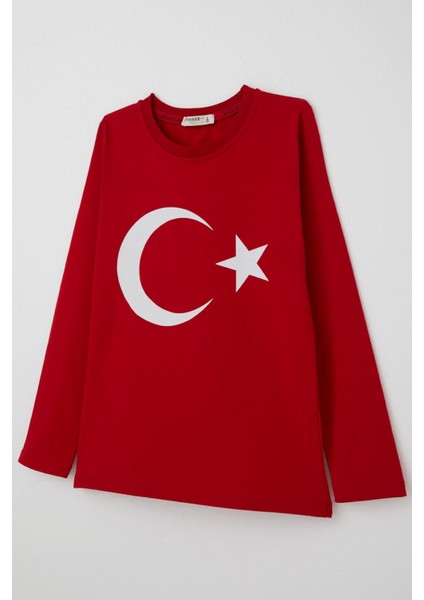 Erkek Çocuk Türk Bayraklı Body 8-14 Yaş, Kırmızı