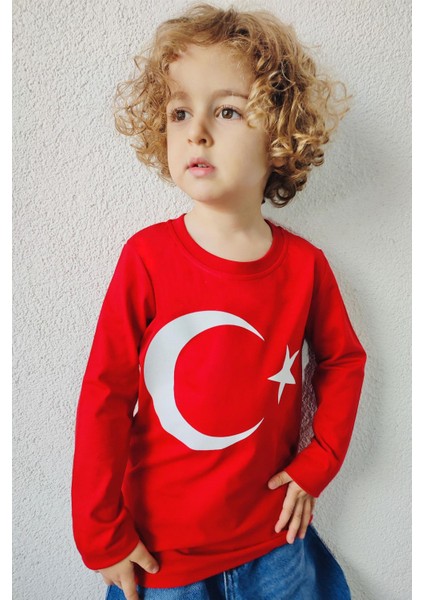 Erkek Çocuk Türk Bayraklı Body 8-14 Yaş, Kırmızı