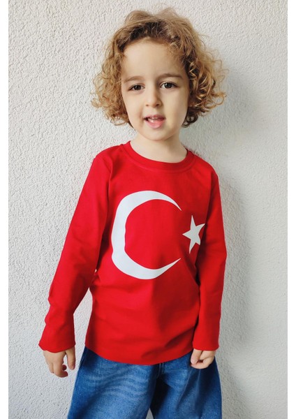 Erkek Çocuk Türk Bayraklı Body 8-14 Yaş, Kırmızı