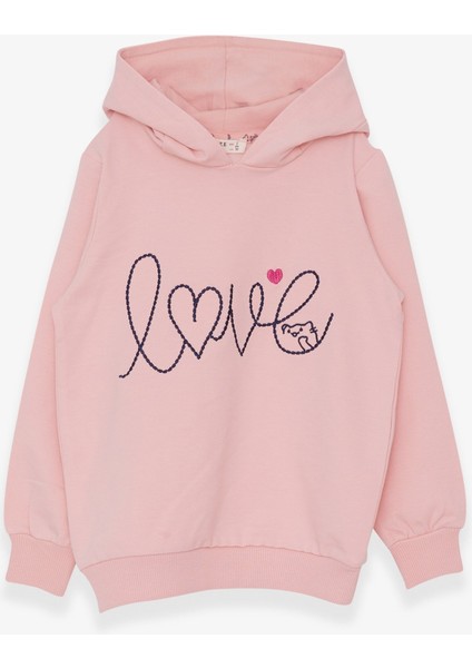 Kız Çocuk Sweatshirt Nakışlı Yazı Baskılı 2-6 Yaş, Pudra fırsatları
