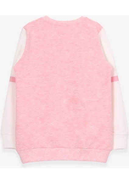 Kız Çocuk Sweatshirt Simli Yazı Baskılı 8-14 Yaş, Somon Melanj