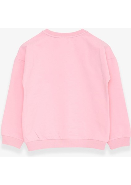 Kız Çocuk Sweatshirt Pullu Yazı Baskılı 4-8 Yaş, Pudra