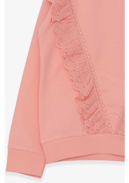 Kız Çocuk Sweatshirt Güpürlü 4-9 Yaş, Somon