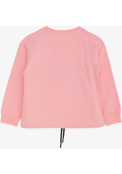 Kız Çocuk Sweatshirt İncili Taşlı Beli Bağcıklı 6-12 Yaş, Pudra