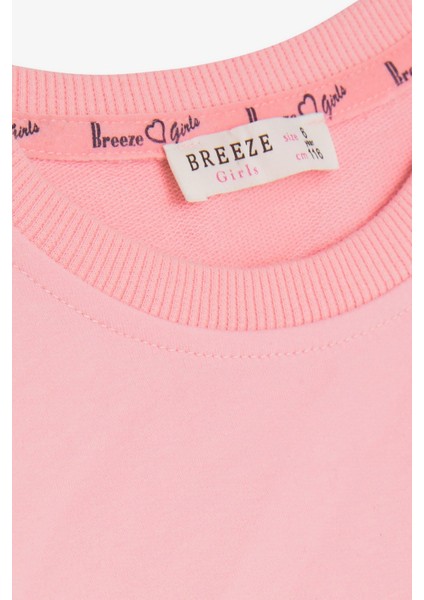 Kız Çocuk Sweatshirt İncili Taşlı Beli Bağcıklı 6-12 Yaş, Pudra