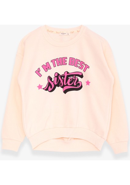 Kız Çocuk Sweatshirt Yazı Baskılı 9-14 Yaş, Krem