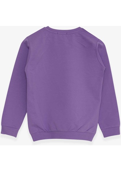 Kız Çocuk Sweatshirt Yazı Baskılı Pullu 8-14 Yaş, Lila fiyatları