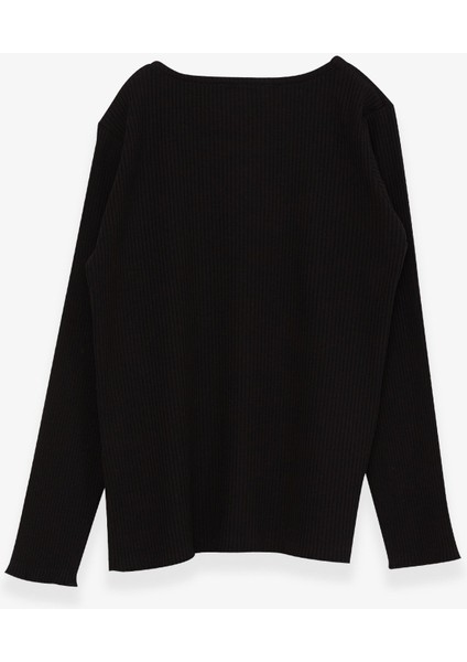 Kız Çocuk Uzun Kollu Tişört Düğme Aksesuarlı 8-14 Yaş, Siyah fiyatları