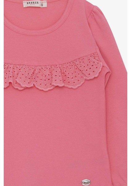 Kız Çocuk Uzun Kollu Tişört Fırıfırlı 3-8 Yaş, Pembe modelleri