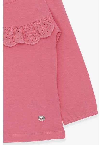 Kız Çocuk Uzun Kollu Tişört Fırıfırlı 3-8 Yaş, Pembe fırsatları