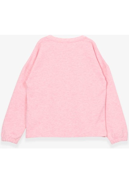 Kız Çocuk Uzun Kollu Tişört Portre Kız Baskılı 10-14 Yaş, Somon Melanj fırsatları