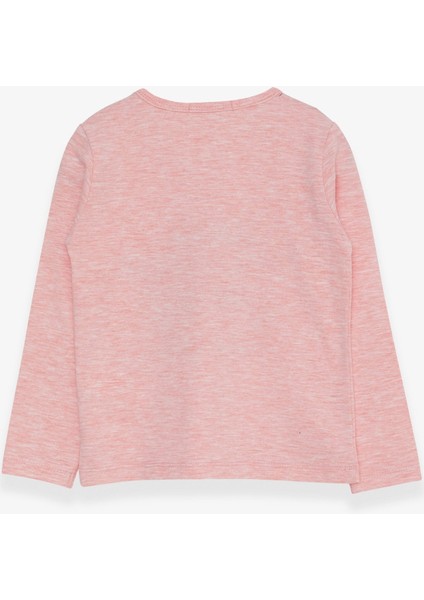 Kız Çocuk Uzun Kollu Tişört Simli Yazı Baskılı 3-7 Yaş, Somon Melanj fiyatları
