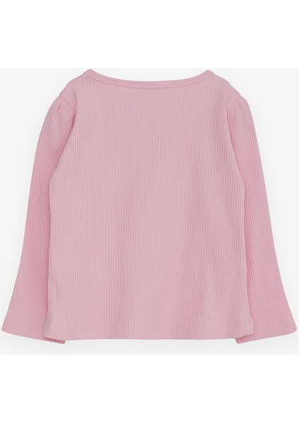 Kız Çocuk Uzun Kollu Bluz Güpürlü Fiyonklu 3-8 Yaş, Pembe