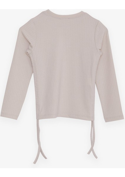 Kız Çocuk Uzun Kollu Tişört Yanları Büzgülü 8-14 Yaş, Bej fiyatları
