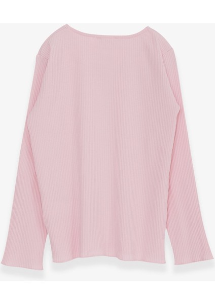 Kız Çocuk Uzun Kollu Tişört Düğme Aksesuarlı 8-14 Yaş, Pudra fiyatları