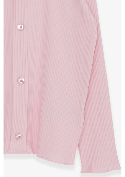 Kız Çocuk Uzun Kollu Tişört Düğme Aksesuarlı 8-14 Yaş, Pudra fırsatları