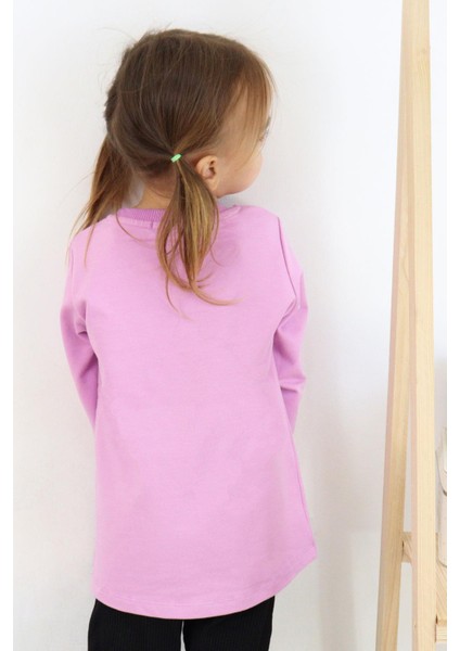 Kız Çocuk Uzun Kollu Tişört Unicorn Baskılı 1.5-5 Yaş, Lila