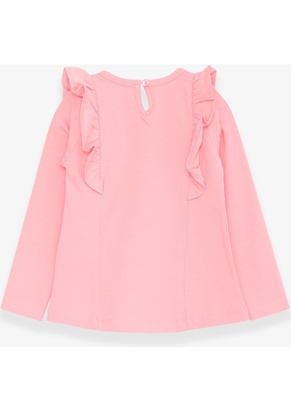 Kız Çocuk Uzun Kollu Tişört Güpürlü Fırfırlı 3-8 Yaş, Pudra fiyatları