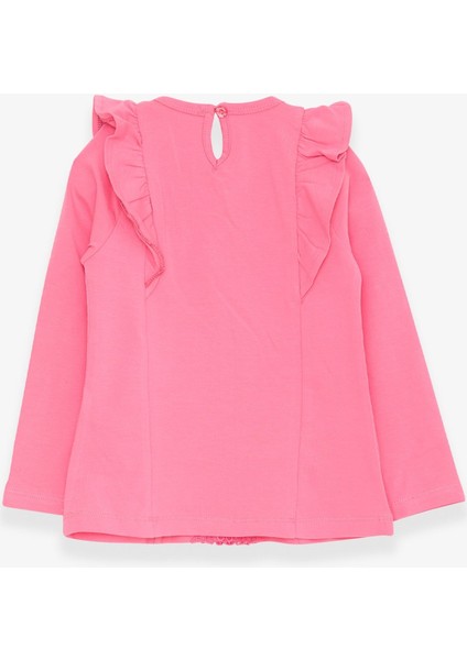 Kız Çocuk Uzun Kollu Tişört Güpürlü Fırfırlı 3-8 Yaş, Mercan fiyatları