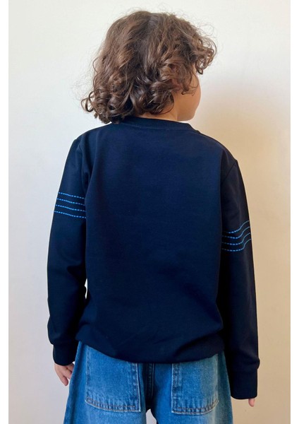 Erkek Çocuk Sweatshirt Yazı Baskılı 7-12 Yaş, Lacivert
