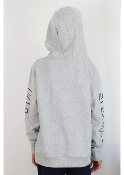 Erkek Çocuk Yazı Baskılı Sweatshirt 9-16 Yaş, Gri Melanj