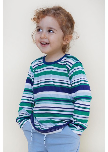 Girls & Boys Erkek Bebek Uzun Kollu Tişört Renkli Çizgili 9 Ay-3 Yaş, Karışık Renk