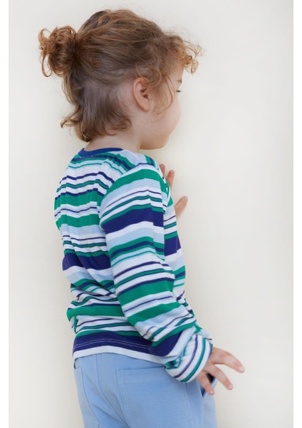 Girls & Boys Erkek Bebek Uzun Kollu Tişört Renkli Çizgili 9 Ay-3 Yaş, Karışık Renk