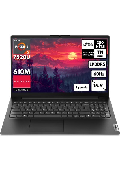 V15 G4 Ryzen 5-7520U 8gb 1 Tbssd 15.6" Fhd Windows 11 Pro Notebook 82YU0124TXHMF5