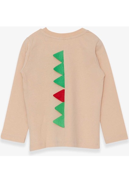 Erkek Çocuk Uzun Kollu Tişört Dinozor Baskılı 2-6 Yaş, Bej fiyatları