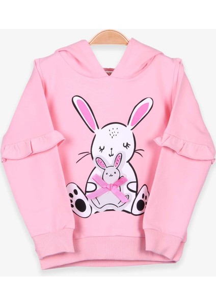 Kız Çocuk Sweatshirt Tavşan Baskılı 1.5-5 Yaş, Pudra
