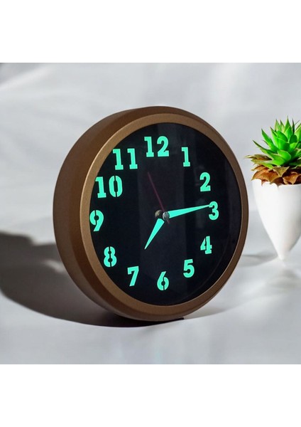 Fosforlu Gold Metal Mini Duvar Saati Çap 20 cm Küçük Saat fiyatları
