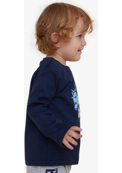 Erkek Çocuk Uzun Kollu Tişört Yazı Baskılı 1-4 Yaş, Lacivert modelleri