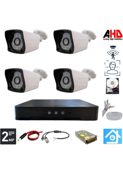 2 Mp 1080P 4 Kameralı Dış Mekan Ahd Güvenlik Seti 500 GB HDD Dahil - ST24500