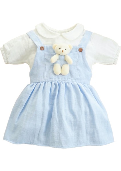 Kız Bebek ve Çocuk Ayıcıklı Müslin Salopet Elbise