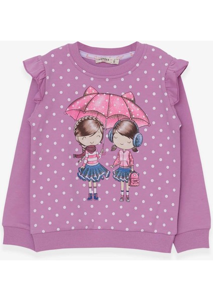 Kız Çocuk Sweatshirt Dostluk Temalı 2-6 Yaş, Eflatun fırsatları
