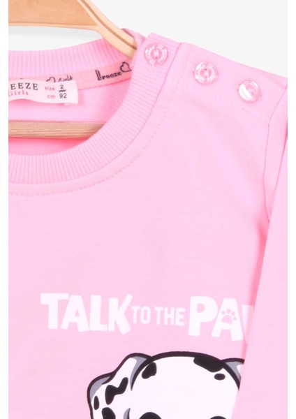 Kız Çocuk Sweatshirt Köpek Baskılı 2-6 Yaş, Pudra