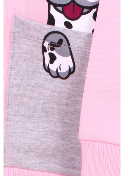 Kız Çocuk Sweatshirt Köpek Baskılı 2-6 Yaş, Pudra