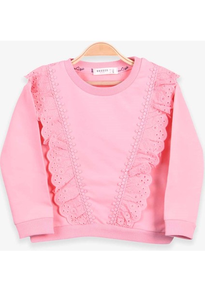 Kız Çocuk Sweatshirt Güpürlü 1.5-5 Yaş, Somon