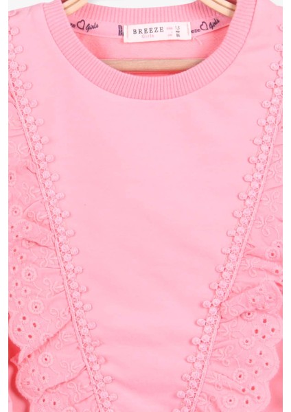 Kız Çocuk Sweatshirt Güpürlü 1.5-5 Yaş, Somon