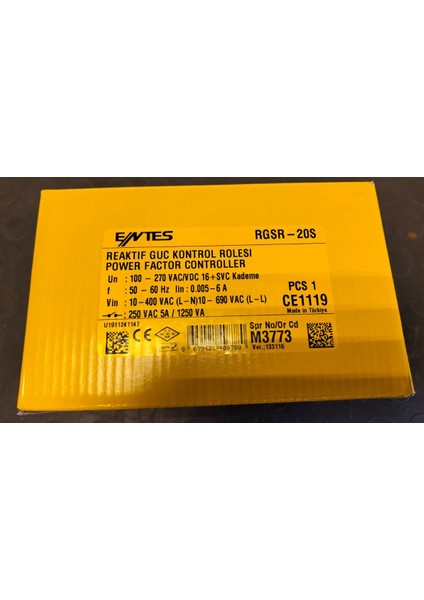 RGSR-20S Reaktif Güç Kontrol Rölesi 16+Svc Kademeli M3773 fiyatları