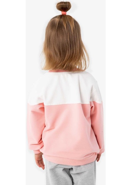Kız Çocuk Sweatshirt Tavşan Nakışlı 1-4 Yaş, Somon