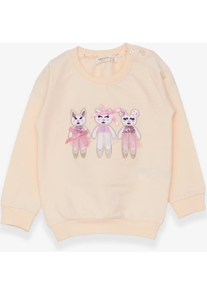 Kız Çocuk Sweatshirt Hayvancık Baskılı 1.5-5 Yaş, Krem