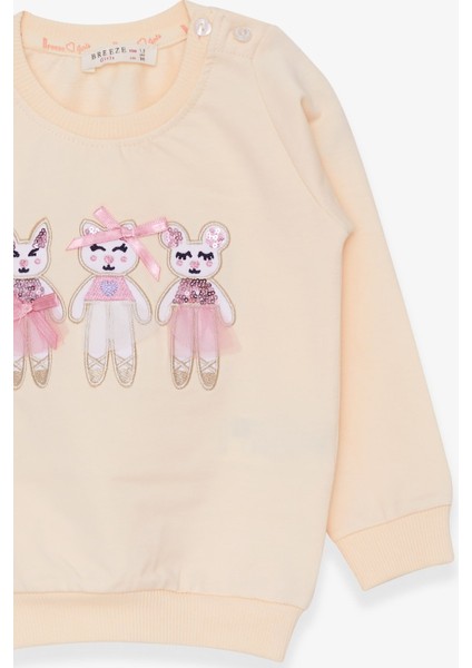 Kız Çocuk Sweatshirt Hayvancık Baskılı 1.5-5 Yaş, Krem modelleri