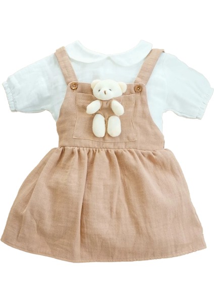 Kız Bebek ve Çocuk Ayıcıklı Müslin Salopet Elbise
