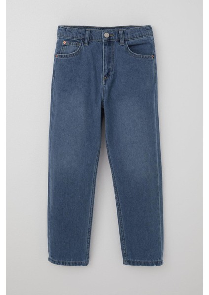 Kız Çocuk Kot Pantalon Cepli 5-14 Yaş, Mavi