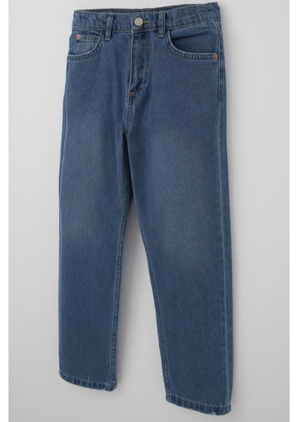 Kız Çocuk Kot Pantalon Cepli 5-14 Yaş, Mavi